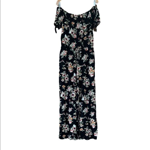 Xhilaration Off The Shoulder Ankle Boho Wide Leg Floral Pantsuit Romper Size S - Picture 5 of 14